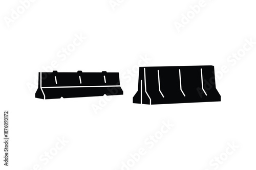 Road Divider Traffic Silhouette Vector Icon Set