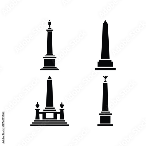 Monument Landmark Silhouette Vector Icon Set
