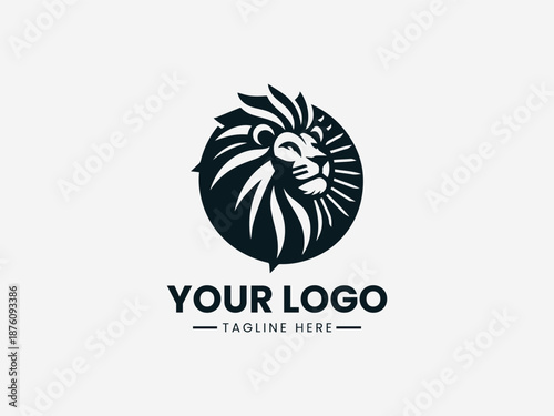 lion sun black vector logo illustration
