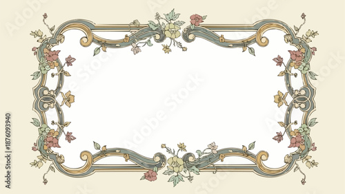 Ornate Vintage Floral Decorative Frame Border.