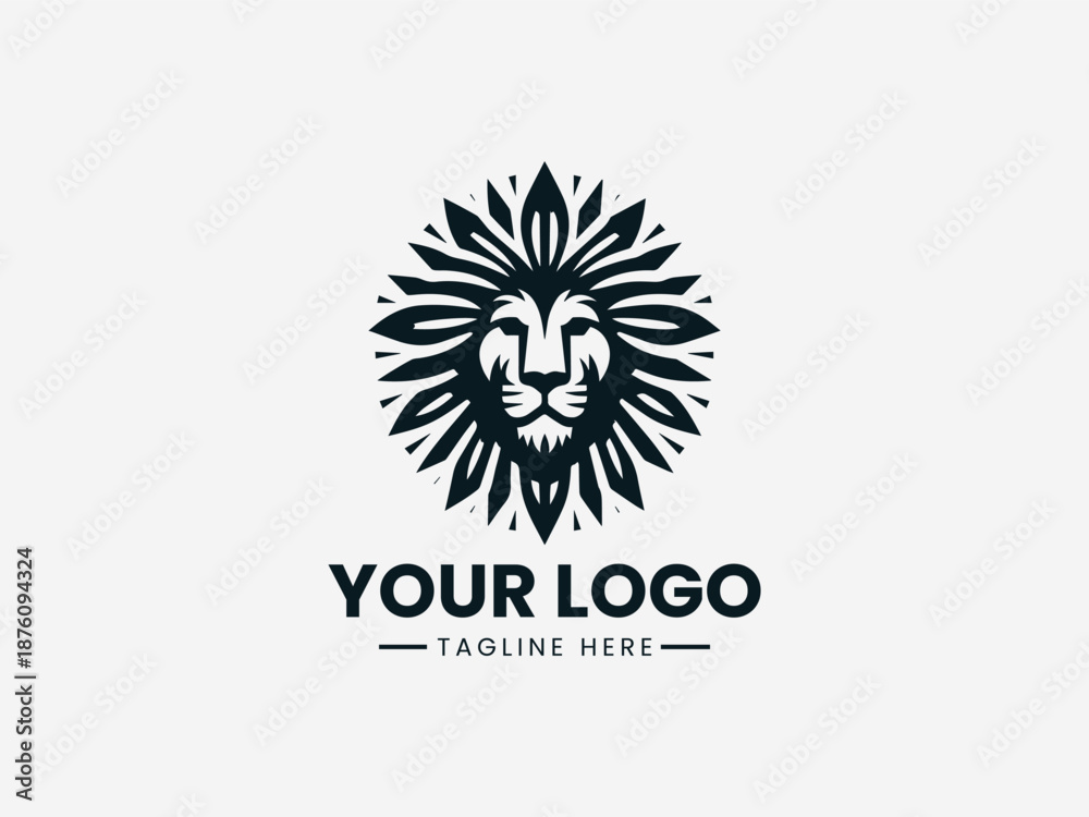 Fototapeta premium lion sun black vector logo illustration