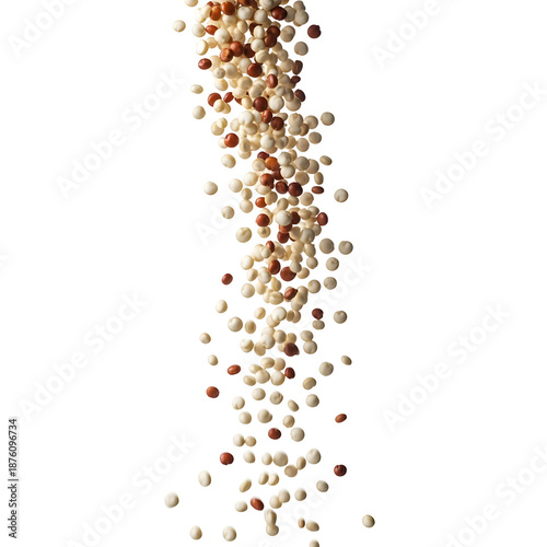 Wallpaper Mural A dynamic stream of mixed tri-color quinoa seeds falling isolated on a white background. Torontodigital.ca