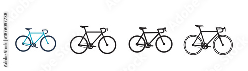 set of bicycle isolated on white background