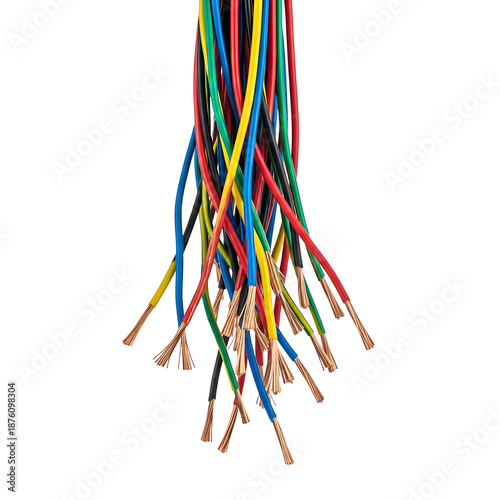 Wallpaper Mural A hanging bunch of multicolored electrical wires with stripped ends. Torontodigital.ca