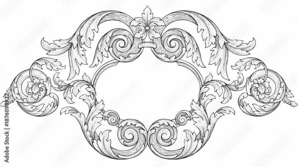 Fototapeta premium Ornate Baroque Scrollwork Decorative Element.