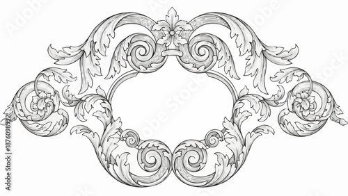 Ornate Baroque Scrollwork Decorative Element.