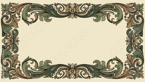 Ornate Vintage Floral Decorative Frame Border Design.