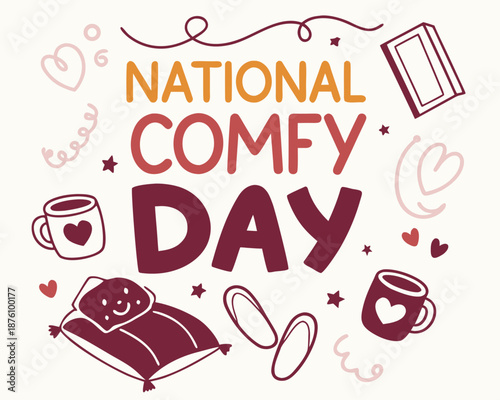 Cozy Lifestyle National Comfy Day Vector Illustration, Comfort and Relaxation Design