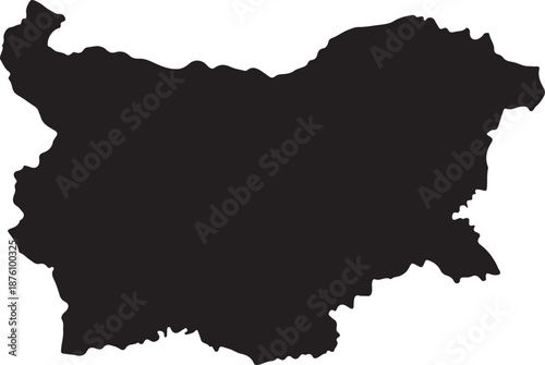 Black Silhouette Map Outline Of Bulgaria On White Background country