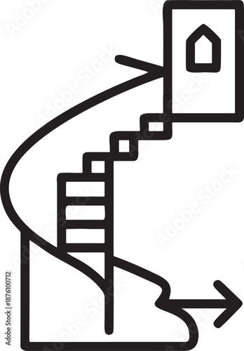 Vector illustration of a 3d metal stepladder leaning against a building wall as a business concept for success and achievement to climb the stairs toward the sky