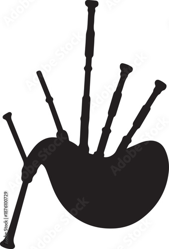 Isolated black vector illustration set featuring the silhouette of a man with an electric guitar and metal equipment icons on a white background