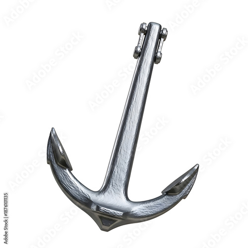 Wallpaper Mural A shiny silver metal ship anchor isolated on a white background. Torontodigital.ca