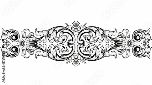 Ornate Baroque Scrollwork Decorative Element.
