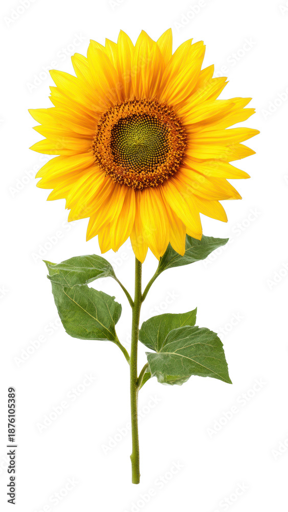 Fototapeta premium PNG Vibrant sunflower on white background.