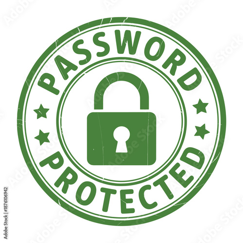 password protected logo with green lock and stars