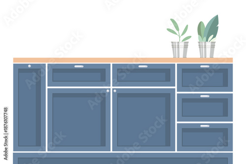 Kitchen cupboard furniture with plant pots