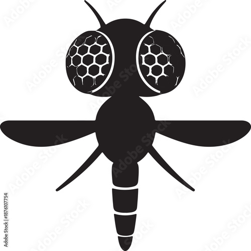 Happy cartoon dragonfly and cute flying wasp vector illustration featuring a funny green insect character isolated on a white background for nature and bug lovers