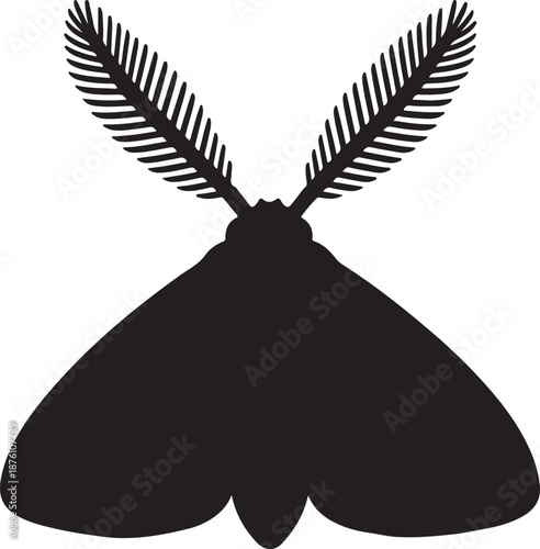 Black silhouette vector illustration of an angel with eagle wings and a dove tail flying in the sky as a tattoo art symbol of nature and wild flight