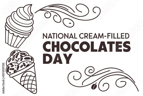 Cream-Filled Chocolates Day Vector Illustration, Chocolate Candy with Cream Filling Design