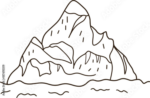 Black line icon of a large iceberg.