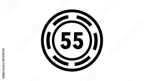 60-second (1 minute) black circular countdown timer with rotating dashed rings on a white background.