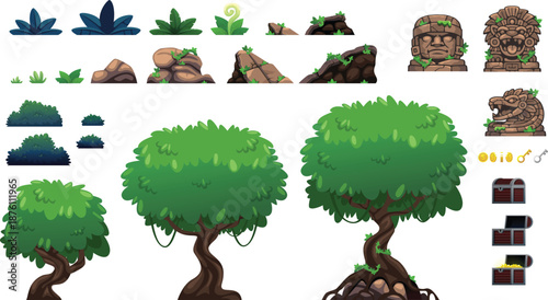 Aztec Ruins Jungle Platformer Game Objects