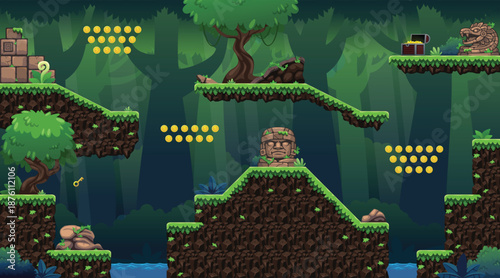 Mesoamerican Aztec Jungle Platformer Game Tileset
