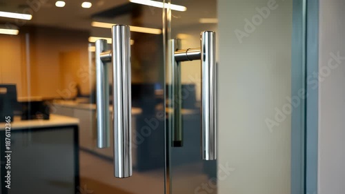  Modern Office Glass Door with Chrome Handles