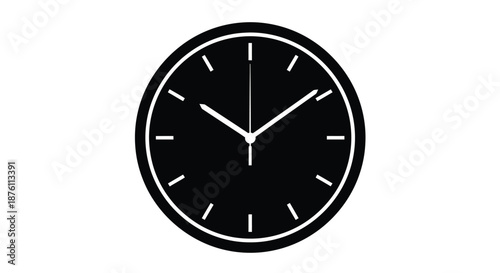 a black and white clock on a plain white background