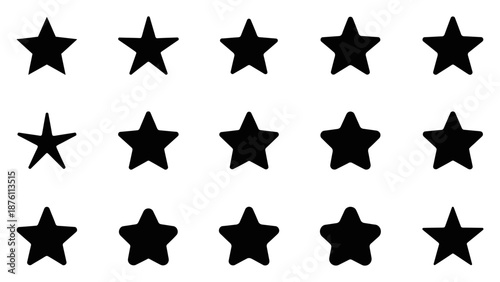 A grid of black stars on a white background with a distorted star in the second row