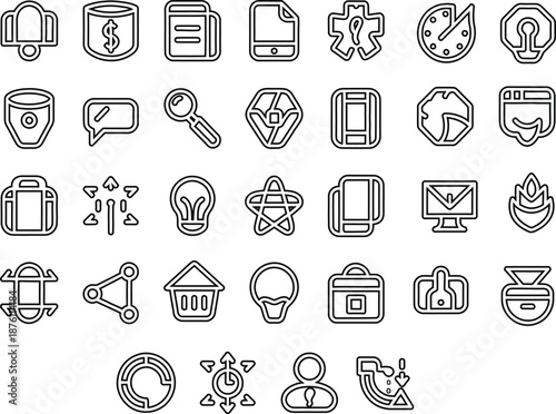 Linear vector outline icons representing finance and energy concepts with Editable Stroke.