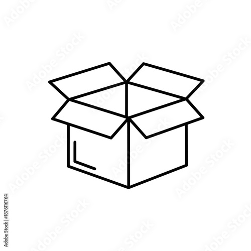 Open cardboard box outline packaging delivery container.