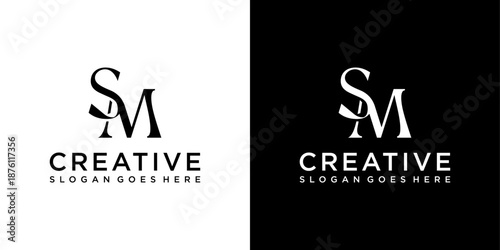SM or MS initial letter logo design vector