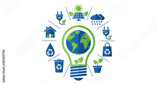 Conceptual illustration of sustainable energy and environmental conservation.