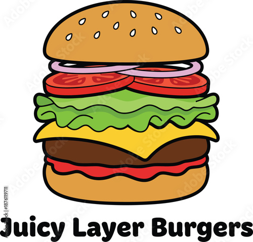 A playful illustration logo for a juicy fast food burger business vector illustration 
