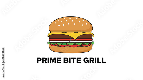 Minimalist Clean Logo Design for Prime Bite Grill Brand Identity Vector Illustration 