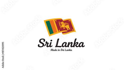 Sri Lanka Flag with Green, Yellow, and Red Colors - 'Made in Sri Lanka' Text - National Symbol of Pride
