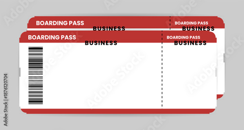 Airplane ticket set business class. Boarding pass ticket template. Airline boarding pass template. Vector illustration isolated