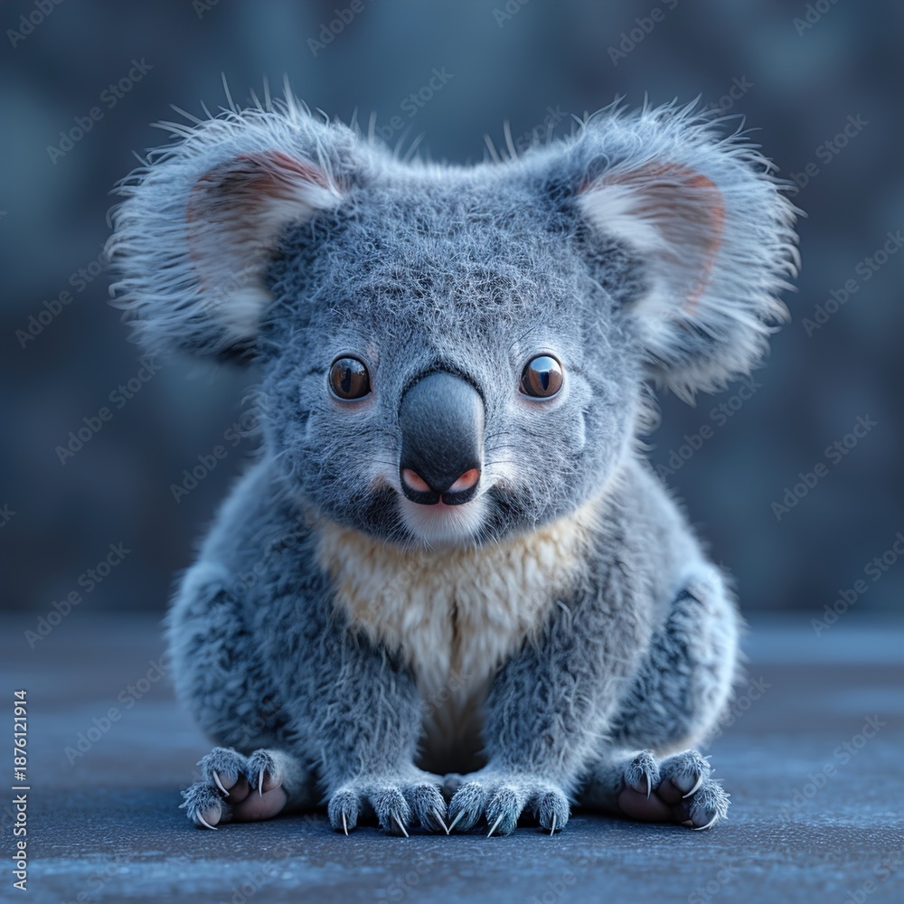 Fototapeta premium Cute Koala Bear Sitting on Wooden Surface