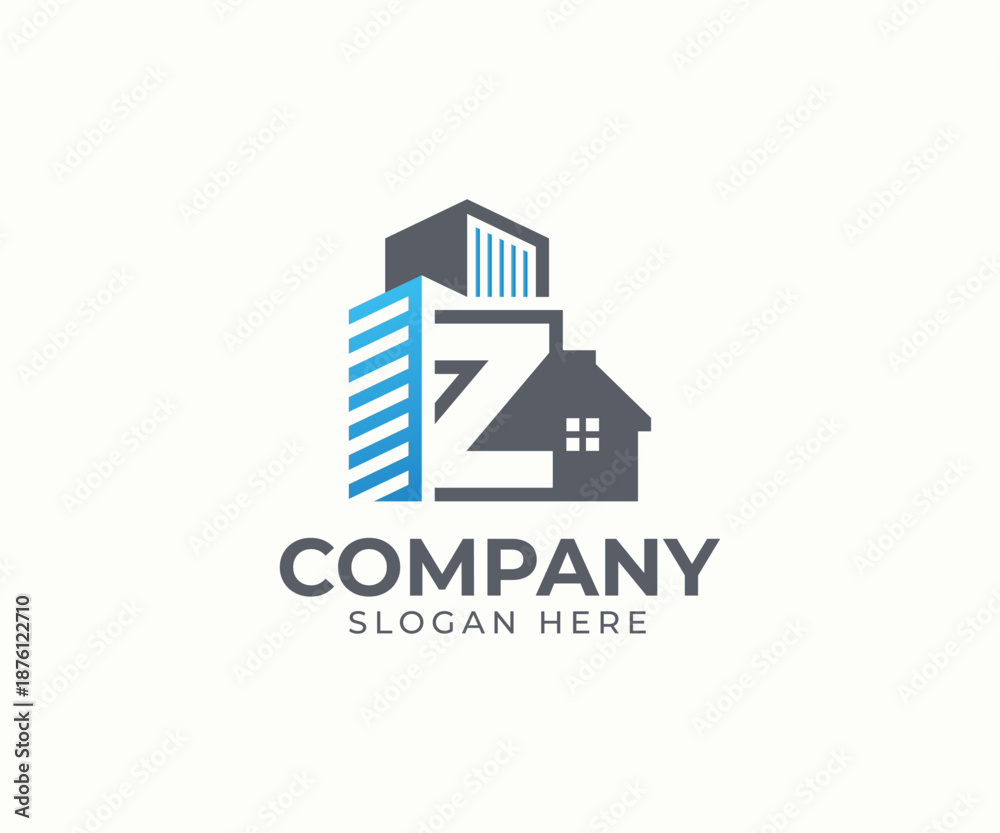 Fototapeta premium Set of real estate logo template with alphabet and building vector concept