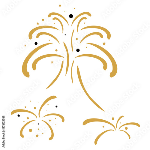 Fire Work Collection on white background, party, new year vector image