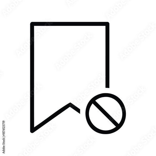Bookmark Icon with Restricted Prohibited Sign for Blocked Content or Save Error