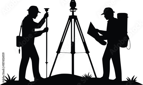 Surveyors using advanced equipment