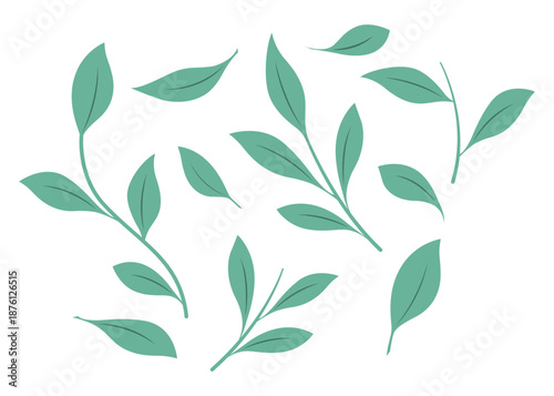 Vector illustration of Green Leaves set on transparent background