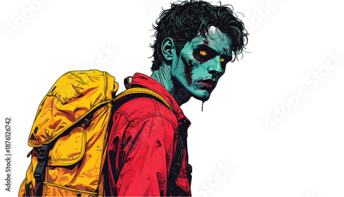 Zombie Hiker with Backpack - A Post-Apocalyptic Trek.