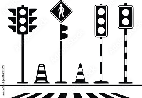 Pedestrian crossing with traffic signals