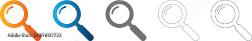 Magnifying glass Flat Icon Set Symbol vector illustration