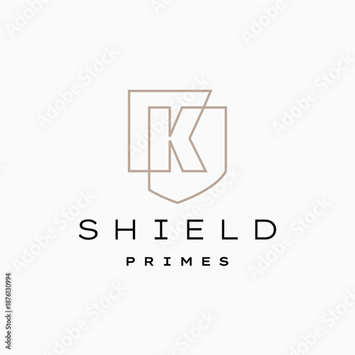 k letter shield protection security logo vector icon illustration
