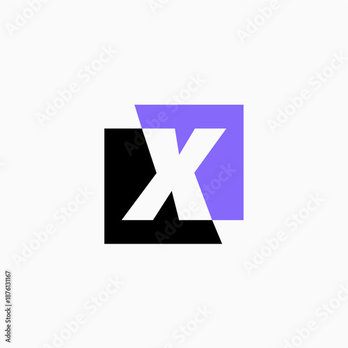 x letter mark square logo vector icon illustration