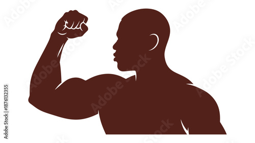 A muscular man flexing his arm in a powerful pose